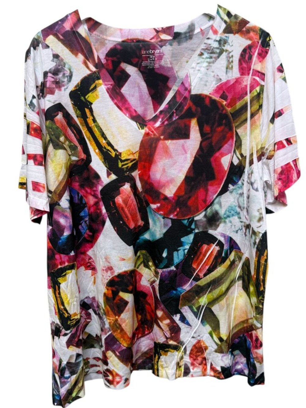 LANE BRYANT Top Womens Plus Size 18/20 Gemstone Graphic Print Statement T-shirt